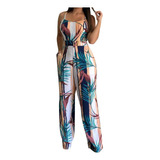 Women's Jumpsuit Leaf Print Jumpsuit Cl