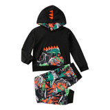 Sudadera Con Capucha De Manga Larga Con Estampado De Dinosau