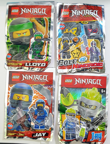 4 Orginales Figuras De Lego Ninjago Lloyd Jay Nindroid Cole