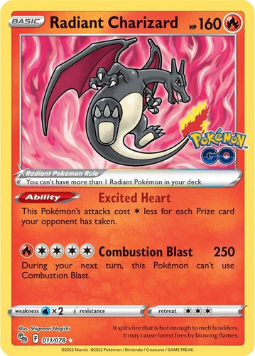 Charizard Radiante Pokémon Tcg Go Carta Original 