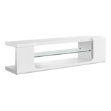 Consola De Tv Alto Brillo Vidrio Templado Blanca 152 Cm