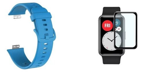 Kit Correa Compatible Huawei Watch Fit + Lamina Azul