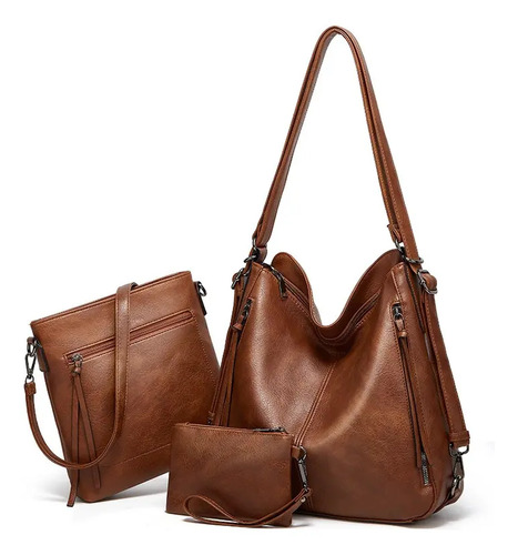 Set 3 Bolsas De Dama Bandolera Elegantes Cartera Para Muje