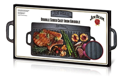 Plancha Reversible Plana + Grill Hierro Fundido Jim Beam®