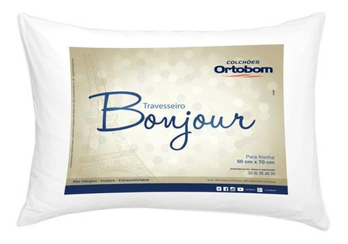 5 Travesseiros Ortobom Bonjour Fibra Silicone Antialérgico