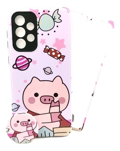 Case Cerdito + Mica Cristal Para Samsung A53 5g