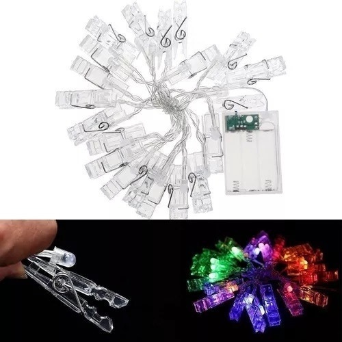 Guirnalda Luz Led Clips 10 Fotos Perritos 2 Mts