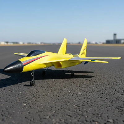 Avião Jato Controle Remoto Recarregável Planador Amarelo | Frete grátis