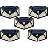 Pack 5 Foco Solar 100 Led Lampar Exterior Sensor Movimiento 