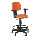 Cadeira Caixa Alta Balcao Secretaria C/ Braco Rv Laranja