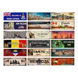 Carteles Chapas Países , Ciudades Combo X 6 U De 35 X12 Cm