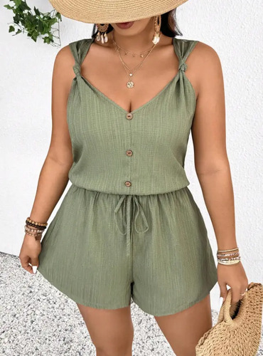 Jumpsuit De Casual Corto Mujer Mono Casuales Talla Grande