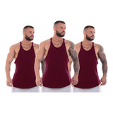 Kit 3 Regatas Camisas Masculina Cavada Sem Estampa Long Line