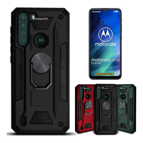 Funda P/ Motorola One Fusion, Uso Rudo Con Anillo Sujetador