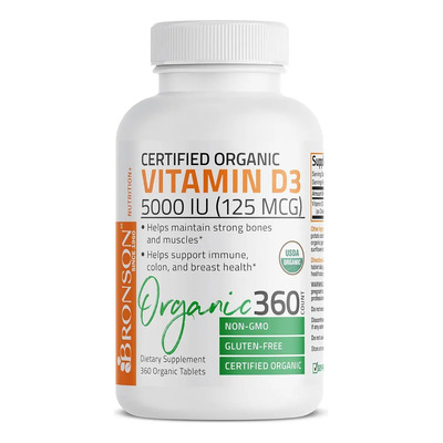 Vitamina D3 Orgánica 5000 Iu Bronson 360 Tabletas Sabor Sin Sabor | Envío gratis
