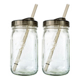 2pz Mason Jars Ball Hermetico Boca Regular 946 Ml Tapa Humo