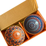 Set 2 Platos Bowl Ceramica Japones Ramen Con Palillos Bambú