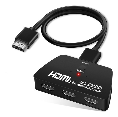 Interruptor Hdmi 4k A 60hz Con Cable Hdmi De 3.9 Pies, Inter