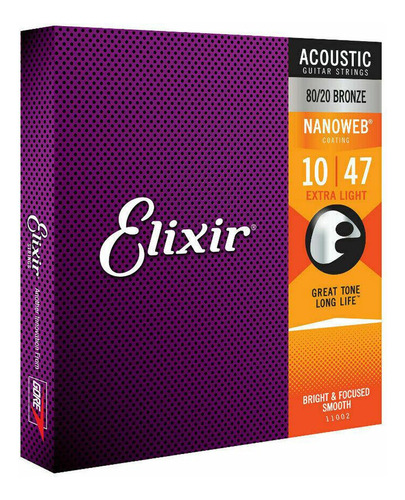 Elixir Phosphor Bronze 10-47 Cuerdas Guitarra Acústica 