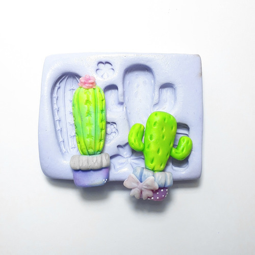 Molde De Silicona Fácil Práctico Porcelana Fría Cactus 002  