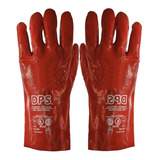 Guante Pvc Rojo Trabajo Industria Acido Quimicos 35 Cm T10