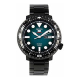 5 Sports 100m Automatic 'bottle Cap' Steel Black Ip Turquois