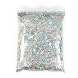 Chunky Glitter Hojuelas Uñas Plata Holografico 100 Grs
