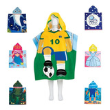 Toalha Poncho De Praia Piscina Infantil Com Capuz Estampada