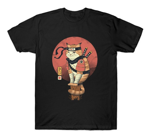 Playera Camiseta Shinobi Cat Ninja Gato Samurai Ukiyo Japone