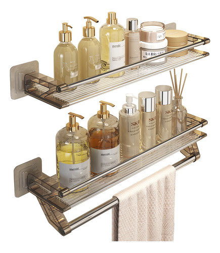 Set De 2 Estante Organizador Accesorios De Baño Con Adhesivo