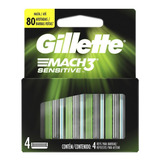  Repuesto Afeitar Gillette Mach3 Sensitve X 4 Unid