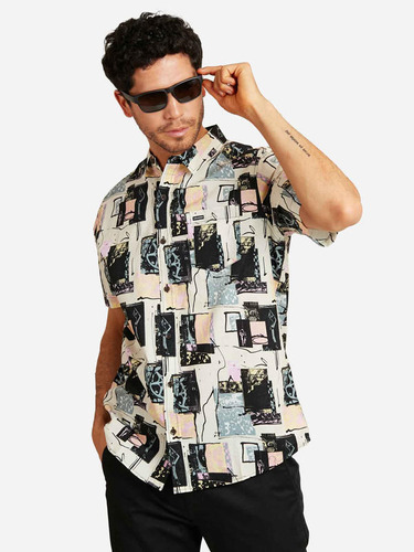 Camisa Ent Collage Short Sleeve Shirt Multicolor Volcom