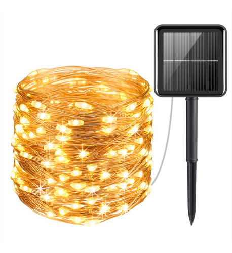 Cordão Fio De Luz 200 Leds 22m 8 Funções Solar P/natal