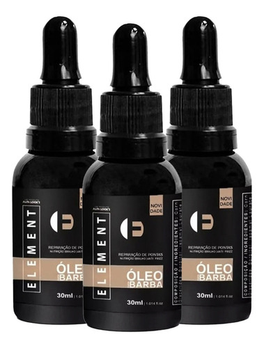 Kit 3x Óleo Para Barba Hidratante Profissional 30ml Element