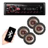 Toca Rádio Mp3 Player Bluetooth Automotivo + 4 Auto Falantes