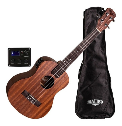 Ukulele Malibu Tenor Eletrico Sapele Natural 26se Com Capa