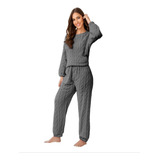 Pijama Conjunto Invierno Mujer Peludo Suave Trenzado