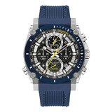 Reloj Bulova 98b413 Precisionist Para Caballero Ts Correa Azul Marino Bisel Azul Marino Fondo Negro