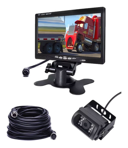 Pantalla Retroceso 7 Monitor Camión Bus Automóvil 15m Kit