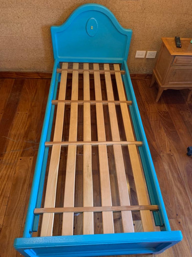 Cama De Madera De 1 Plaza + Velador + Lampara De Regalo