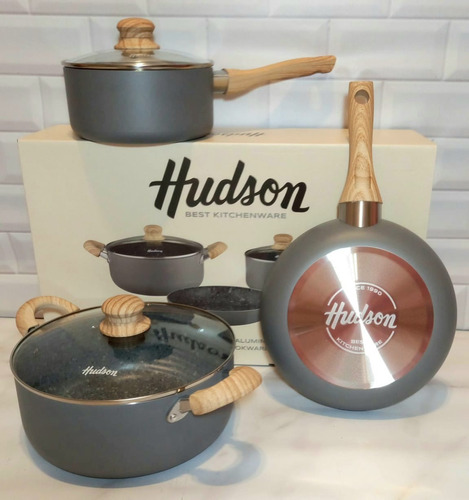 Batería Hudson Cerámica Antiadherente  Cocina Ollas Set Jueg