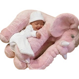 Almofada Elefante Travesseiro Pelúcia Bebê Dormir Rosa 60cm