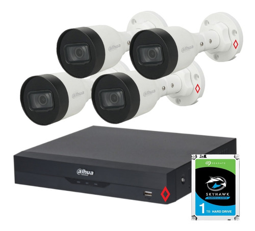 Kit 4 Camaras Ip 2mp Y Nvr Poe  H.265 Dahua Disco 1tb