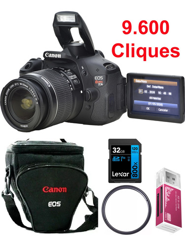 Canon T3i + Zoom 18-55mm + 32gb + Bolsa Só 9.600 Cliques