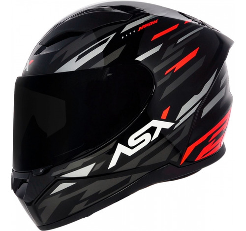 Capacete Moto Asx City Arrow Preto Vermelho Lançamento