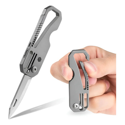 Cuchillo Plegable Mini Para Portachaves De Aleación Titanio