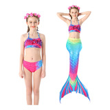 Traje De Baño Con Diseño De Sirena Para Niños, Conjunto De T