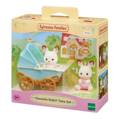 Cochecito de bebé con forma de conejo de chocolate de Sylvanian Families, gemelos | Envío gratis