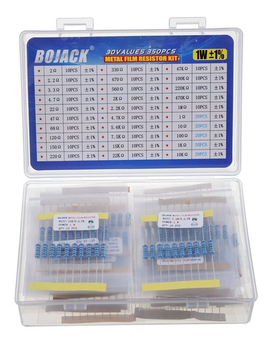 Kit De Resistencias Bojack, 350 Piezas, 30 Valores, 1 Watt