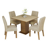 Juego De Comedor Tapa De Madera 4 Sillas Livia Madesa - M/c Color Marrón